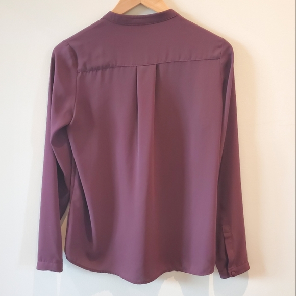 Icone (Simons) Sheer Burgundy Button Up Shirt with Black Beading (XS) - Picture 2 of 8